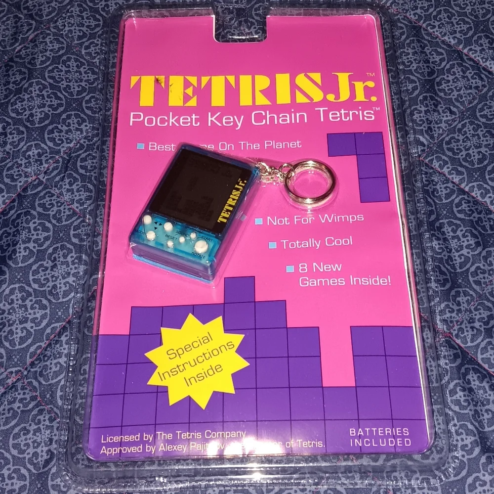New 1996 Tetris Jr Pocket Video Game Handheld Key Chain Vintage 90s Keychain
